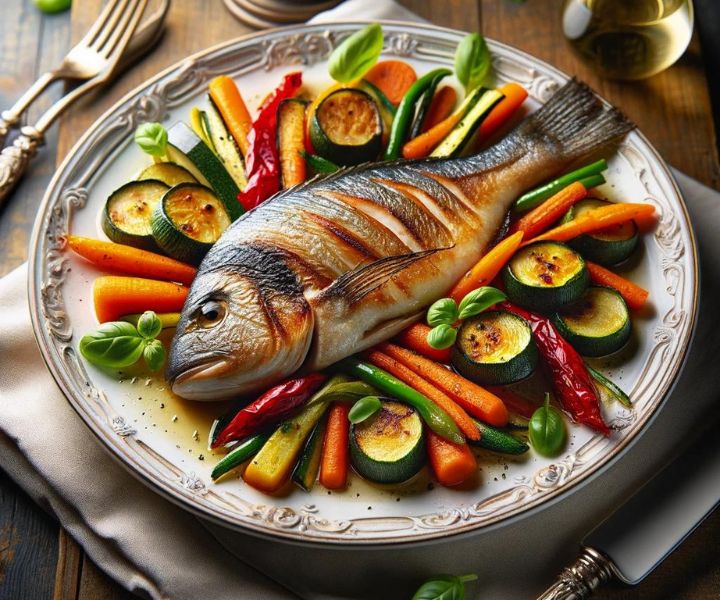 Receita de Peixe Assado com Legumes