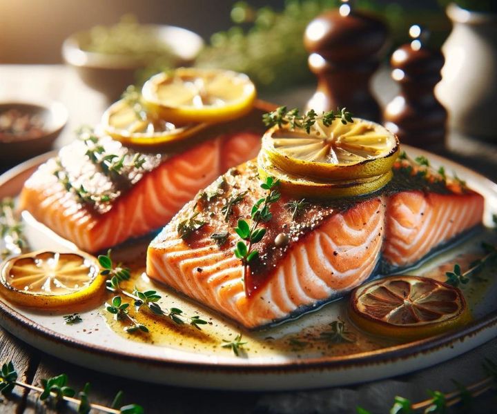 Salmao Assado com Limao e Ervas