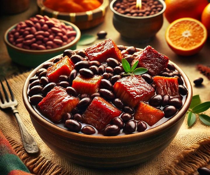 Feijoada com Carne de Porco e Feijão Preto Clássico Brasileiro