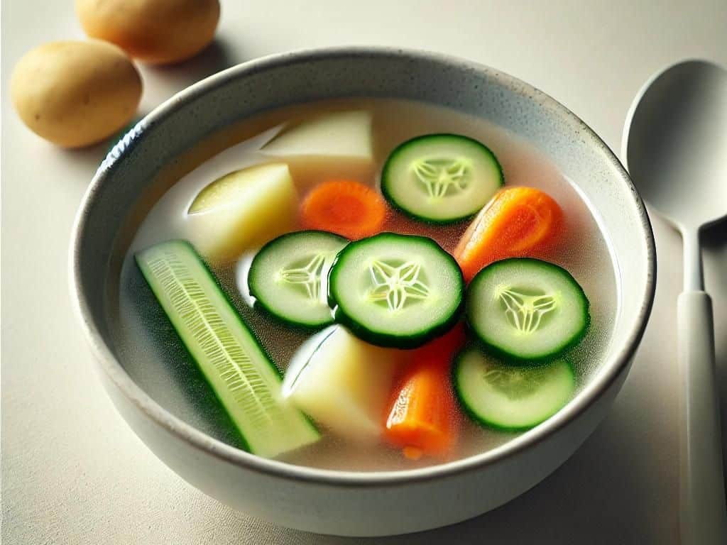 Sopa Fria de Pepino Vegano com Iogurte de Soja