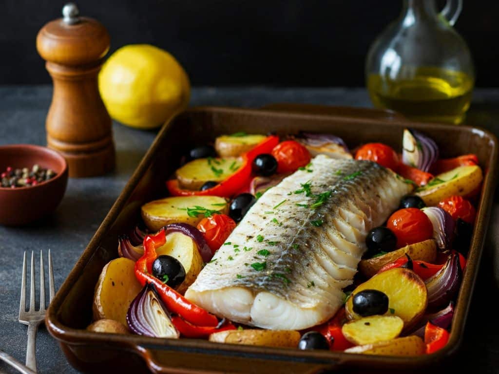 Bacalhau com Legumes ao Forno Sabor e Tradição em Um Só Prato