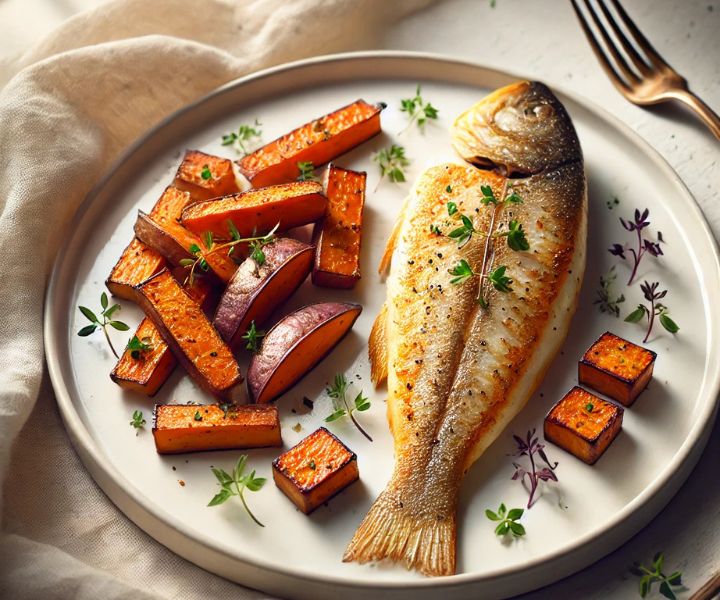 Peixe Assado com Batata Doce Sabor, Nutrição e Praticidade