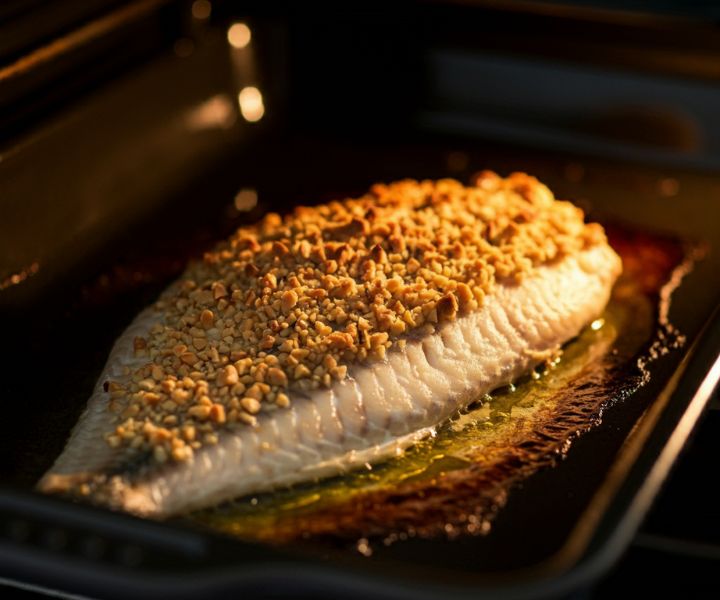 Peixe ao Forno com Crosta de Ervas e Nozes