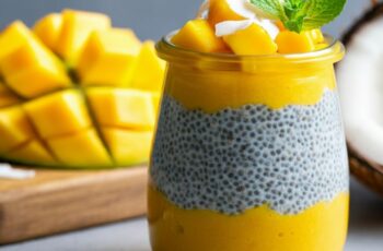 Pudim Vegano de Chia com Manga e Coco