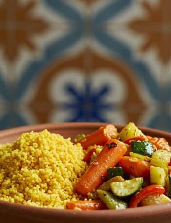 Cuscuz Marroquino Vegano com Legumes Assados Uma Delícia Saudável