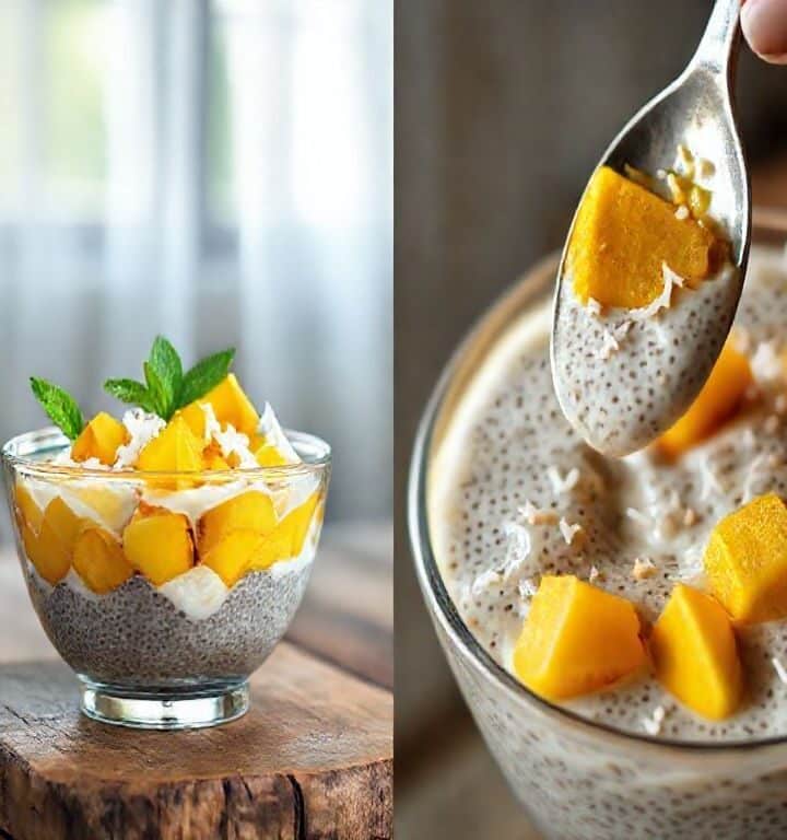 Pudim Vegano de Chia com Manga e Coco: Uma Delícia Saudável