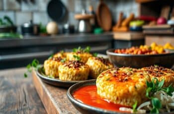 Bolinho de Arroz Vegano com Molho Picante: Uma Delícia Irresistível