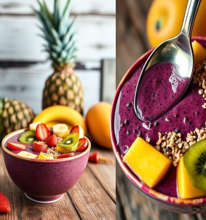 Smoothie Bowl Vegano de Açaí e Frutas Tropicais: Uma Delícia Refrescante