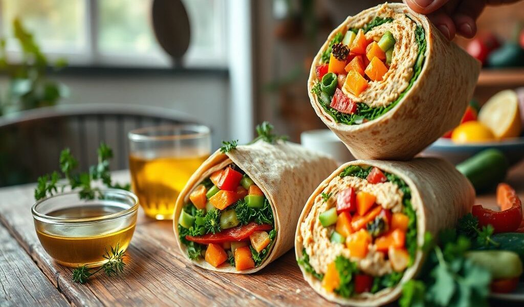 Wrap Vegano com Hummus e Legumes Crocantes: Uma Delícia Saudável