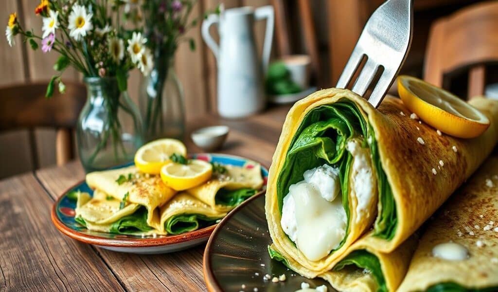 Crepes Veganos de Espinafre com Ricota de Amêndoas