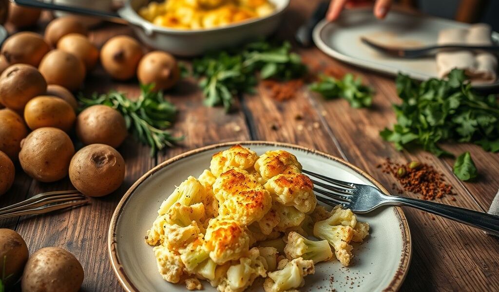 Gratinado de Couve-flor Vegano com “Queijo” de Batata: Uma Delícia Saudável