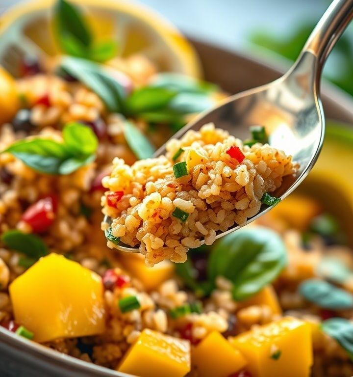 Salada de Quinoa Vegana com Abacate e Manga: Uma Explosão de Sabor e Nutrição 1 Salada de Quinoa Vegana com Abacate e Manga: Uma Explosão de Sabor e Nutrição
