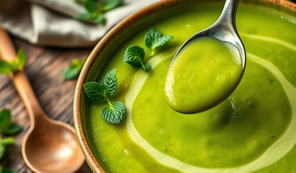 Sopa de Ervilha Partida Vegana com Hortelã: Uma Delícia Reconfortante