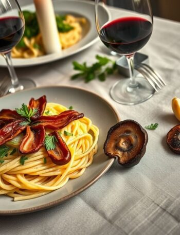 Carbonara Vegano com “Bacon” de Cogumelo: Uma Delícia Sustentável