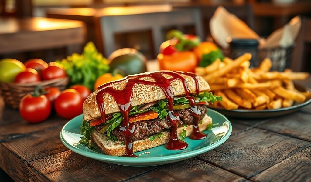 Sanduíche de “Bife” Vegano com Molho Barbecue: Uma Delícia Sustentável