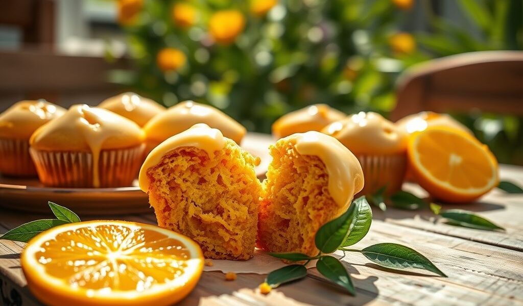 Muffins Veganos de Laranja com Glacê