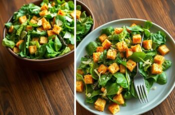 Salada Caesar Vegana com “Croutons” de Grão de Bico: Uma Delícia Saudável