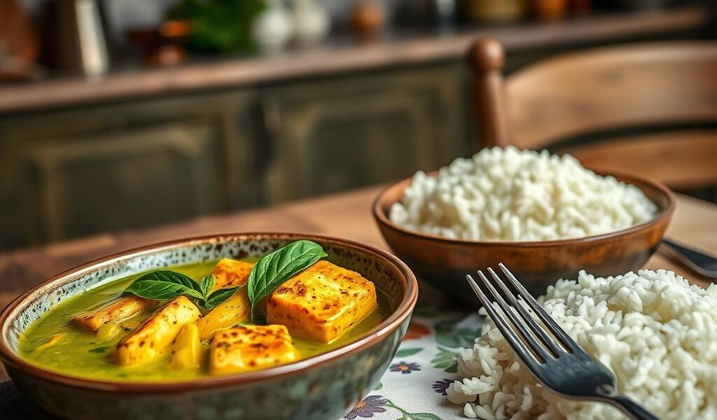 Curry Verde Tailandês Vegano com Tofu: Uma Explosão de Sabores