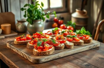Bruschettas Veganas com Tomate e “Queijo” de Castanhas: Uma Delícia Irresistível