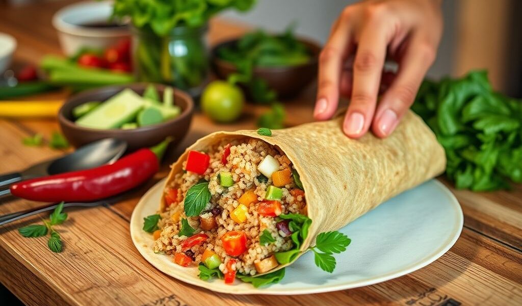 Wrap de Quinoa Vegana com Legumes Assados: Uma Delícia Saudável e Sustentável