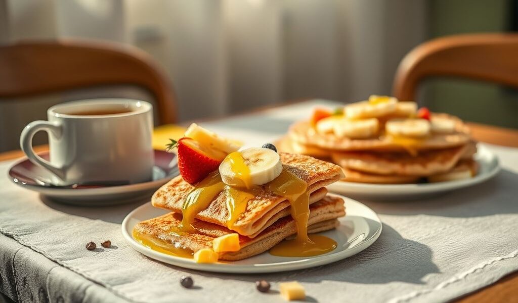 Panqueca Vegana de Aveia com Frutas e Melado: Uma Delícia Saudável