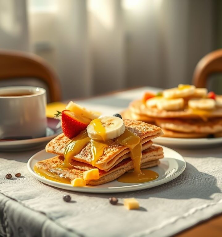 Panqueca Vegana de Aveia com Frutas e Melado: Uma Delícia Saudável