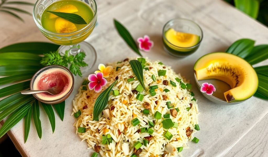 Arroz Caribenho Vegano com Abacaxi e Ervilhas: Uma Explosão de Sabores Tropicais