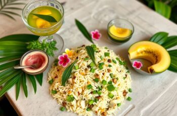 Arroz Caribenho Vegano com Abacaxi e Ervilhas: Uma Explosão de Sabores Tropicais