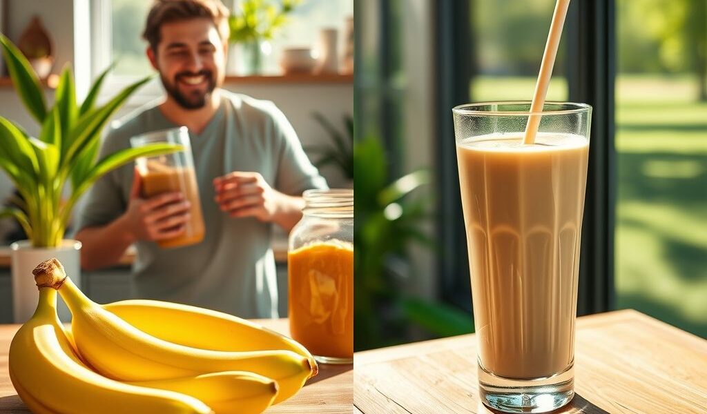 Smoothie Vegano de Banana com Manteiga de Amendoim 1 Smoothie de Manteiga de Amendoim e Banana Vegano: Uma Delícia Nutritiva