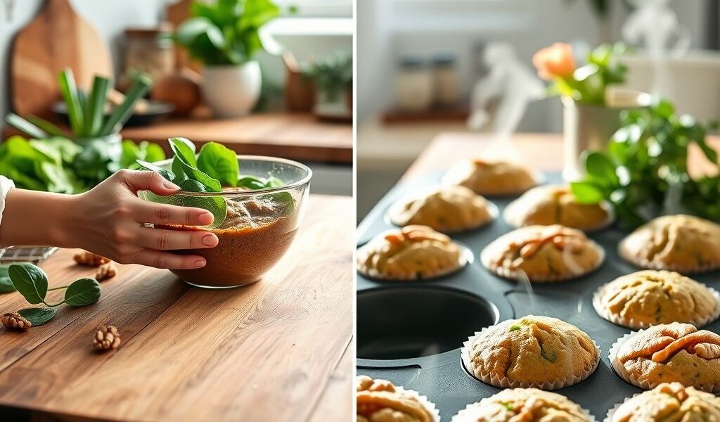 Muffins Veganos de Espinafre e Quinoa: Uma Delícia Saudável