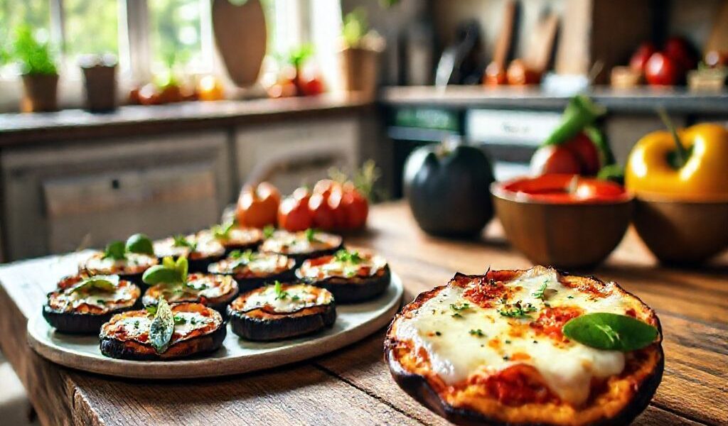 Mini Pizzas Veganas de Berinjela