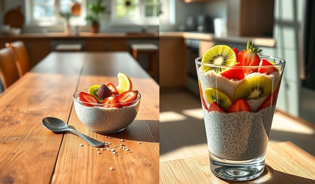 Pudim de Chia Vegano com Kiwi e Morango: Uma Delícia Saudável