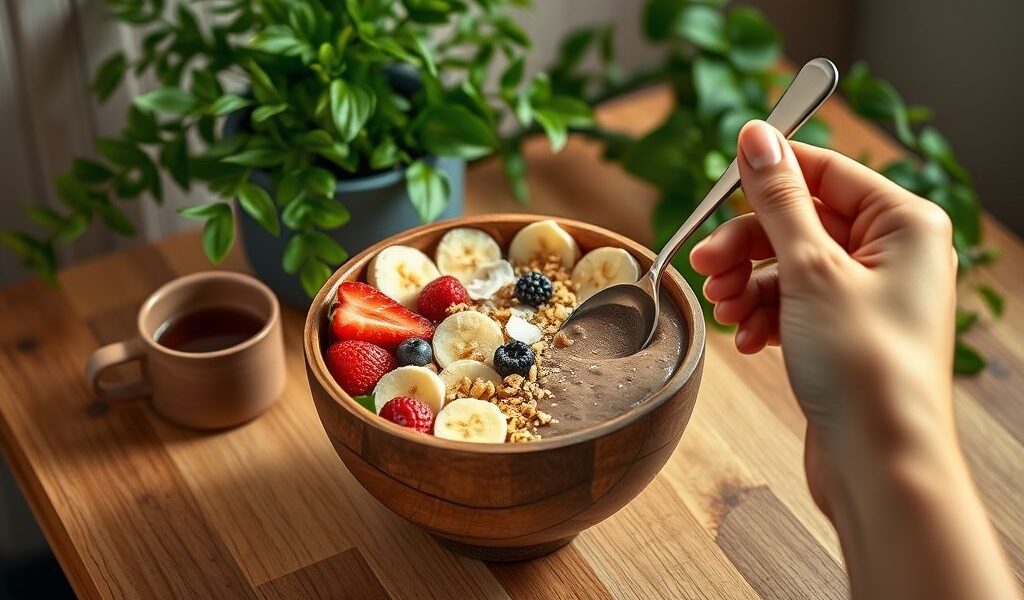 Smoothie Bowl de Chocolate Vegano com Frutas: Uma Delícia Saudável