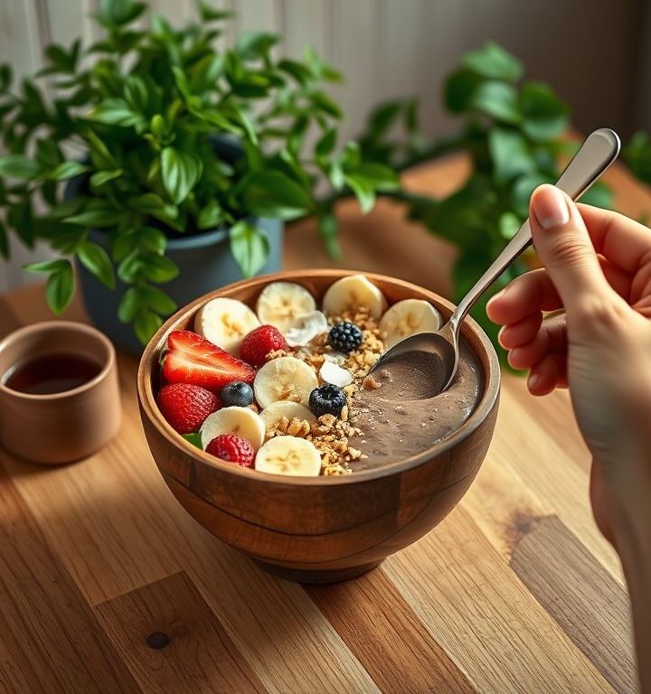 Smoothie Bowl de Chocolate Vegano com Frutas: Uma Delícia Saudável