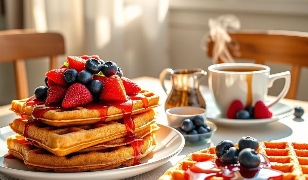 Waffles Veganos de Aveia com Calda de Frutas: Uma Delícia Saudável e Saborosa