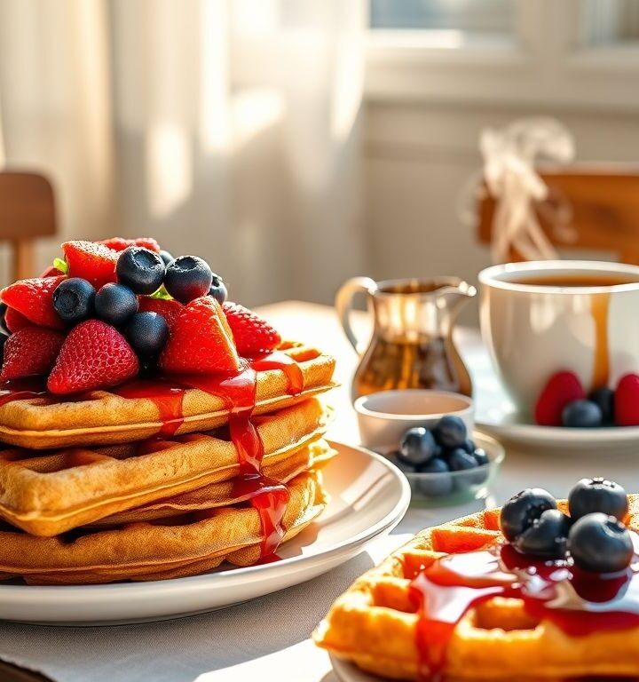 Waffles Veganos de Aveia com Calda de Frutas: Uma Delícia Saudável e Saborosa