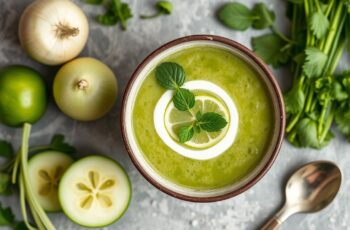 Sopa Fria de Pepino Vegano com Iogurte de Soja: Refrescância e Sabor em Cada Colher