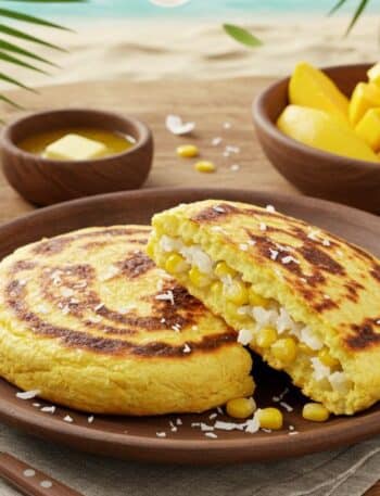 Arepa Tropical de Coco e Milho Café da Manhã com Sabor de Praia!