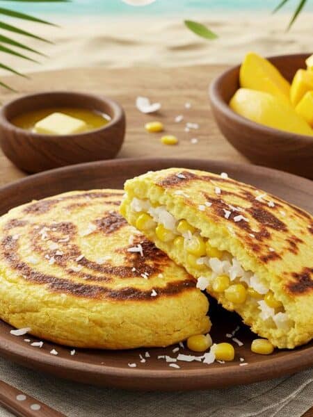 Arepa Tropical de Coco e Milho Café da Manhã com Sabor de Praia!